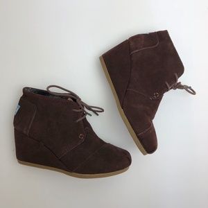 Brown Suede Wedge Ankle Boots
